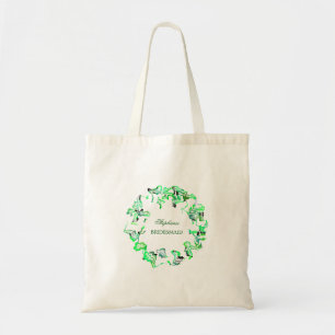 Green Crest Custom Name Weddings Bridesmaid Favor Tote Bag