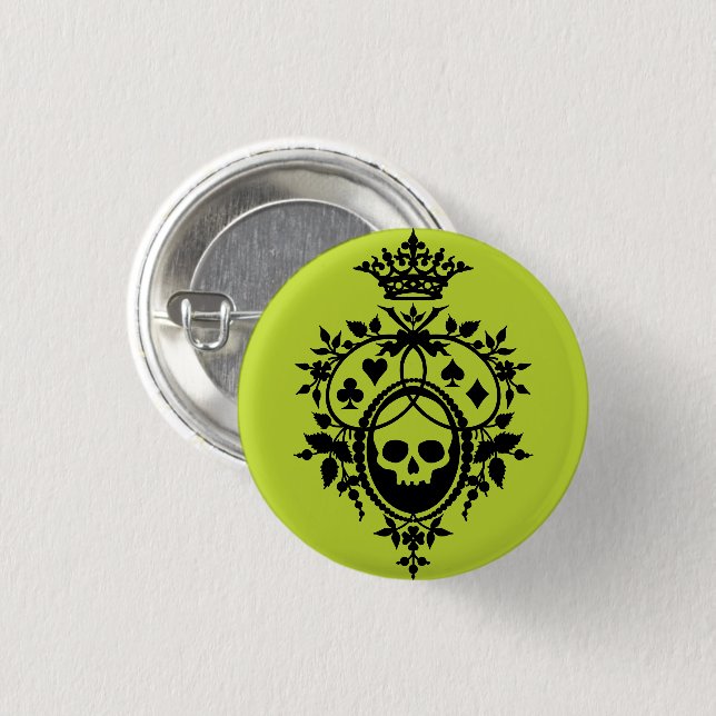 Green Crest with Skull and Cardsuits Button (Front & Back)