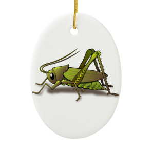 Green Cricket Insect Ceramic Ornament