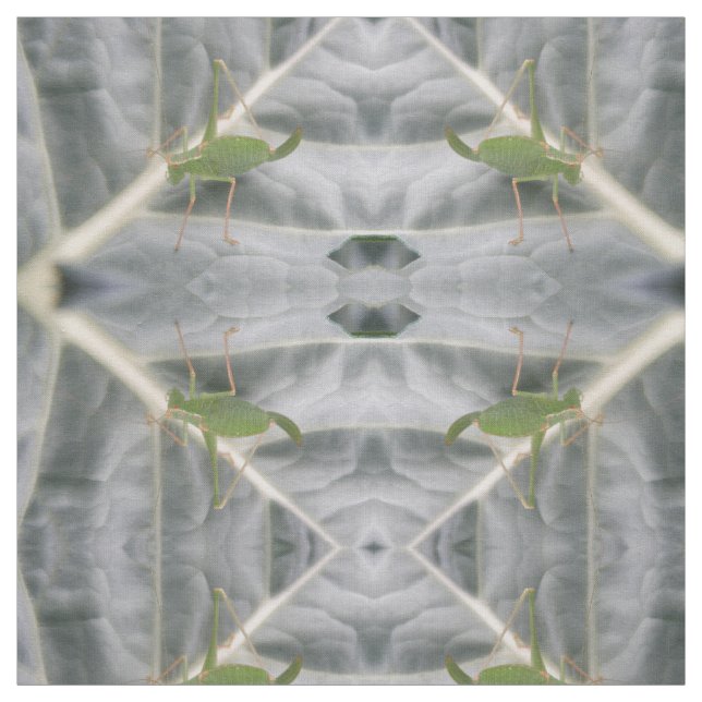 Green Cricket Macro Patterned Animal Fabric (Swatch)