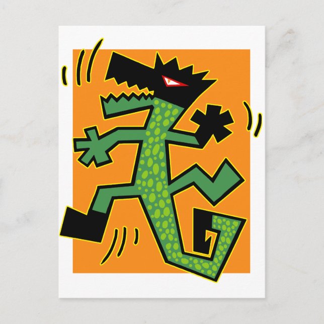 Green Crocodile Illustration Postcard (Front)