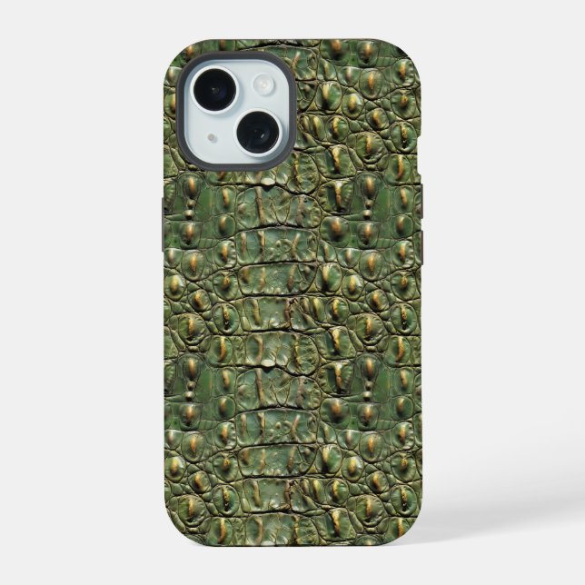 Green Crocodile Leather Pattern Iphone Case (Back)