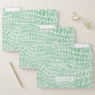 Green Crocodile Skin Pattern - Personalized File Folder