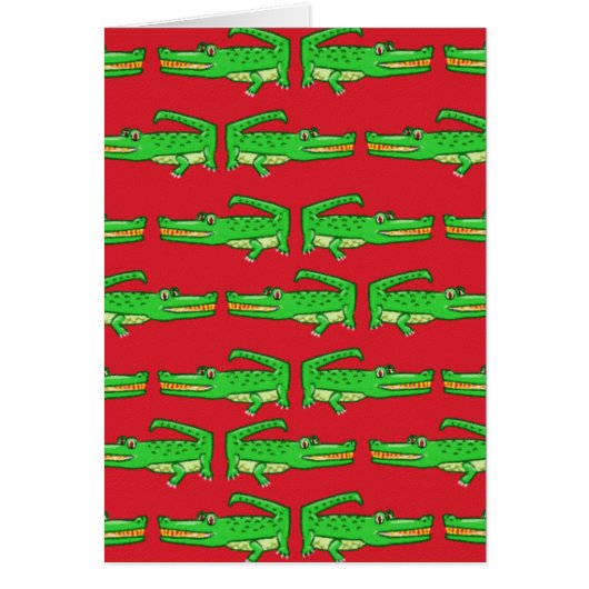 Green Crocodiles On Red Cards (Front)