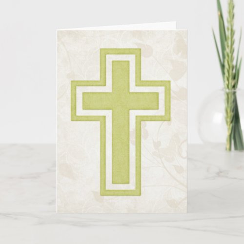 Green Cross 4 Blank Christian Greeting Card