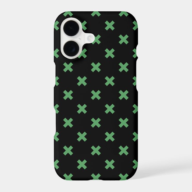 Green cross stitches on black Case-Mate iPhone case (Back)