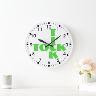 Green Crossword Tick Tock Text Large Clock
