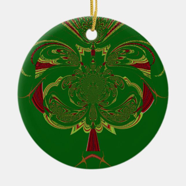 Green Crown Ceramic Ornament (Front)