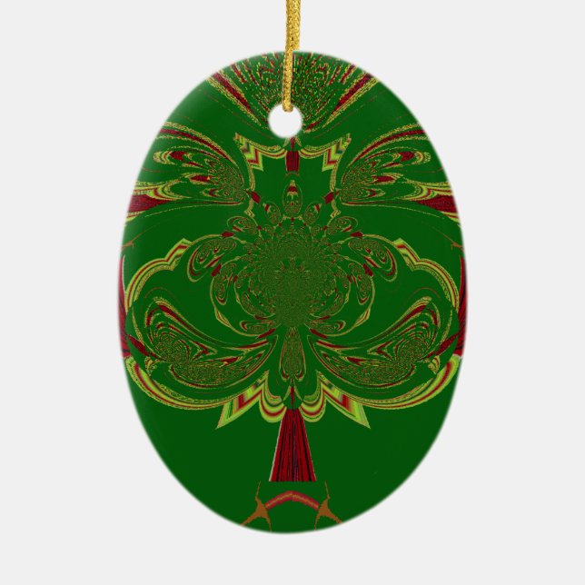 Green Crown Ceramic Ornament (Front)