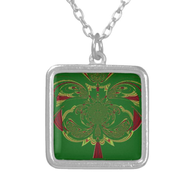 Green Crown Silver Plated Necklace (Front)