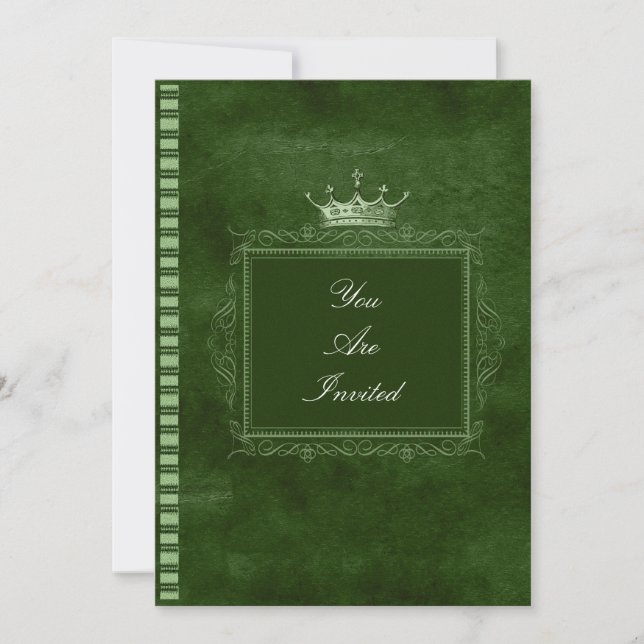 Green Crown Wedding Invitations (Front)