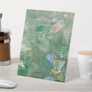 Green Crystal Aura Quartz Pedestal Sign