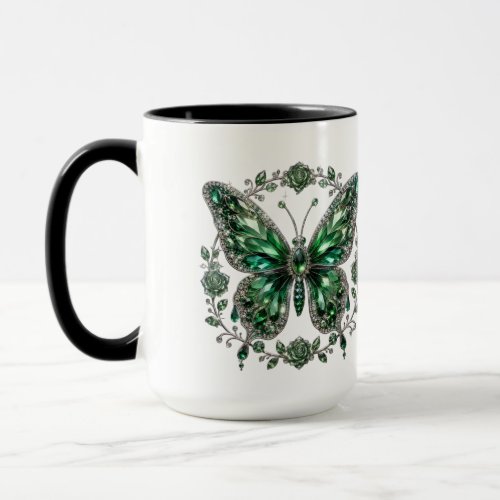 Green Crystal Butterfly | Floral Frame Mug
