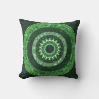 Green crystal mandala on pillow