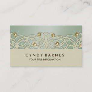 Green Crystals and Lace Business Card