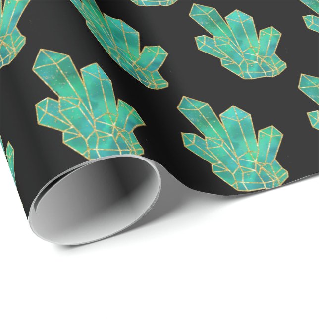 Green Crystals Pattern Wrapping Paper (Roll Corner)