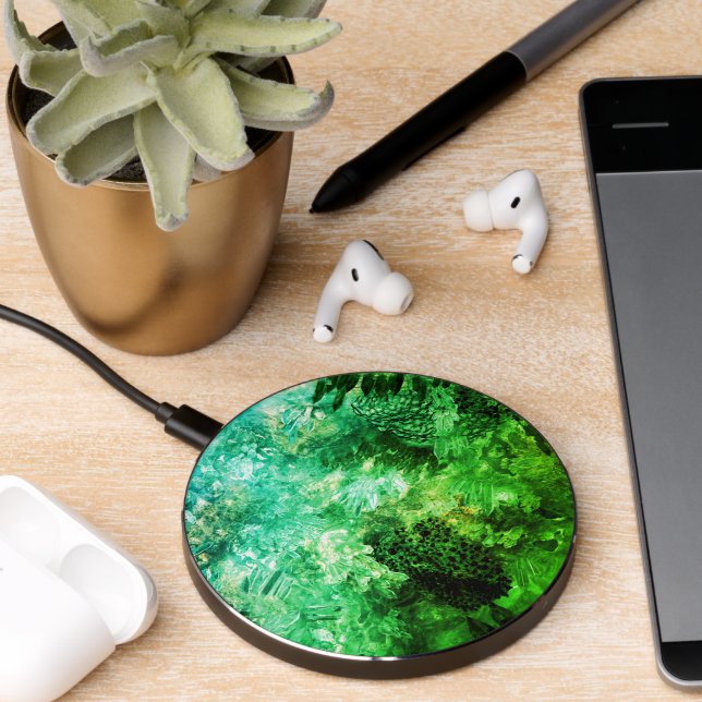 Green Crystals Wireless Charger (Desk 2)
