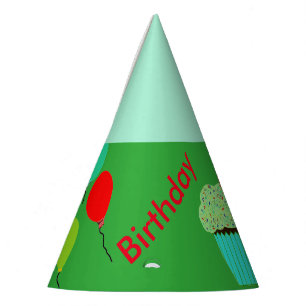 Green Cupcake Balloons Birthday Hats