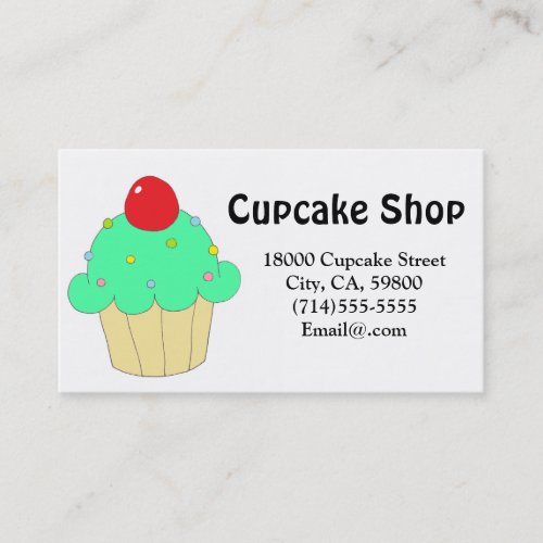 Green Cupcake Customizable Business Cards