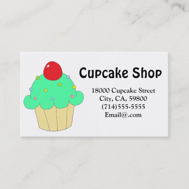 Green Cupcake Customizable Business Card (Front)