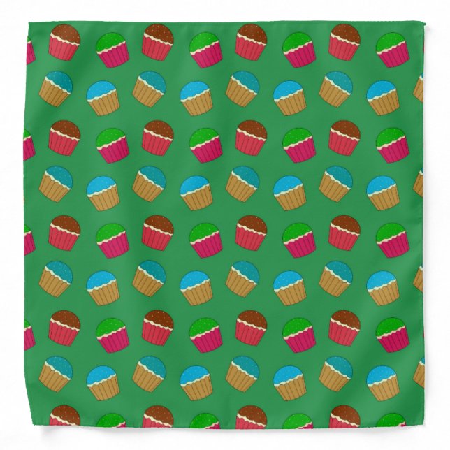 Green cupcake pattern bandana (Front)