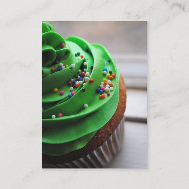 Green Cupcake Photograph Business Cards (Front)