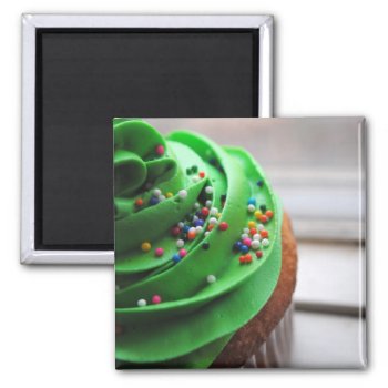Green Cupcake Photograph Magnet by AllyJCat at Zazzle