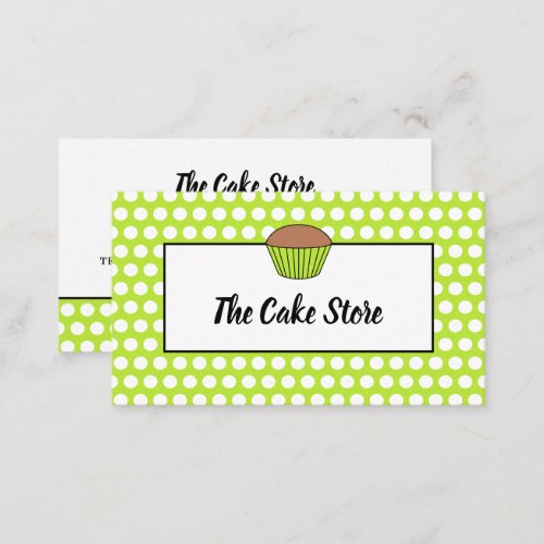 Green Cupcake  Polka Dot Cake Maker Cake Store Business Card