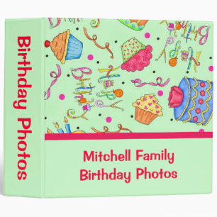 Green Cupcakes Cake Custom Birthday Album Binder