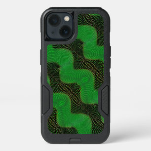 Green curve and clear points on dark background iPhone 13 case