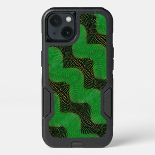 Green curve and clear points on dark background iPhone 13 case