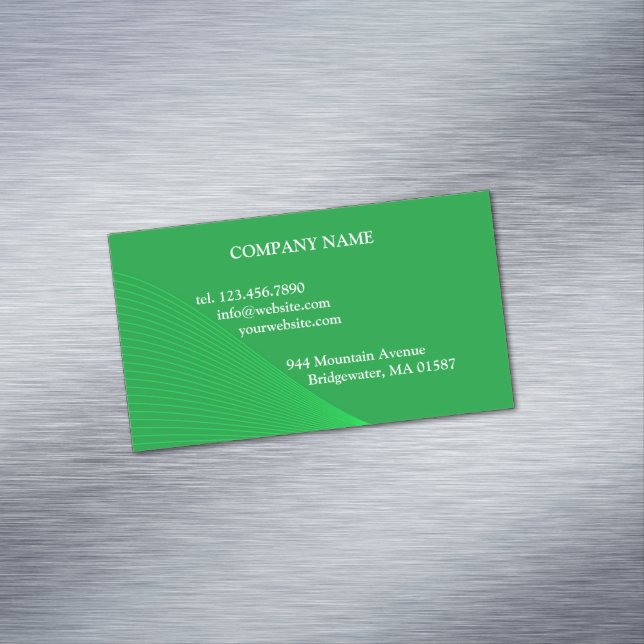 Green Curve Lines Business Card Magnet (In Situ)