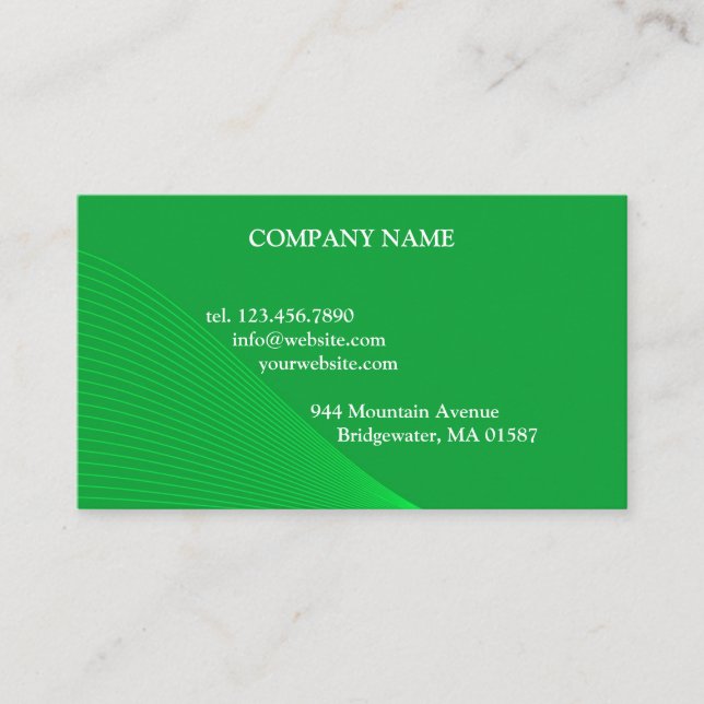 Green Curve Lines Business Card Template (Front)