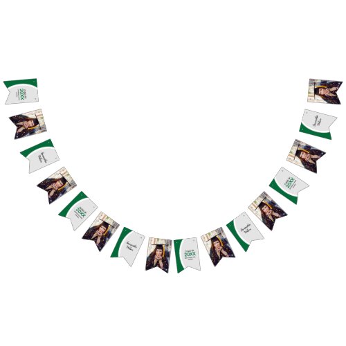 Green Curved Frame Photo Graduation Bunting Flags