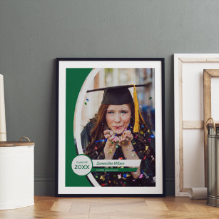 Green Curved Frame Photo Graduation Poster