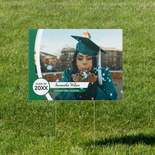 Green Curved Frame Photo Graduation Yard Sign