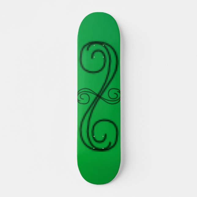 Green Curved Lines Skateboard Deck (Front)