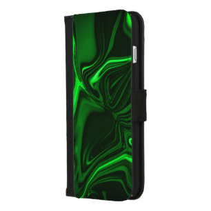 Green curves,folded nickel-plated, dark background iPhone 8/7 plus wallet case
