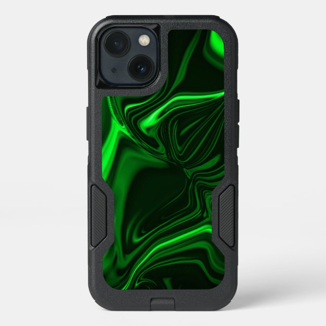 Green curves,folded nickel-plated, dark background otterbox iPhone case (Back)