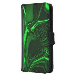 Green curves,folded nickel-plated, dark background samsung galaxy s5 wallet case