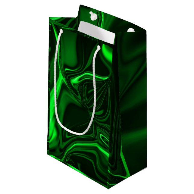 Green curves,folded nickel-plated, dark background small gift bag (Front Angled)