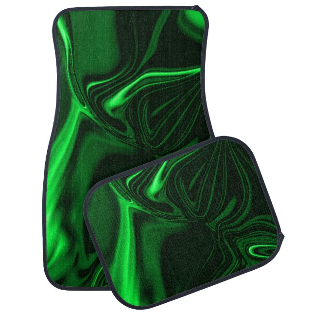 Green curves or undulations over darkest fund car floor mat (Set)