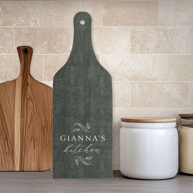 Green | Custom Botanical Your Name's Kitchen Cutting Board (Creator Uploaded)
