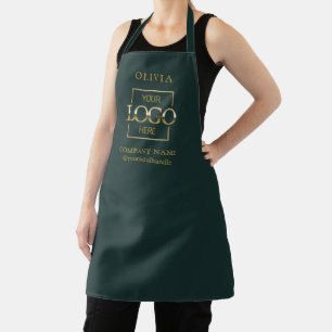 Green Custom Business Logo & Employee Name Branded Apron