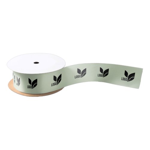 Green Custom Business Logo Satin Ribbon