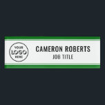 Green Custom Company Logo Employee Name Tag<br><div class="desc">Personalize this green edged name tag with your company logo, employee name and job title. It's available with a magnetic back fastener or with a safety pin back. It's a lightweight name tag - 1 inch x 3 inch. Be sure to select a backing option where it says "Backing Option"...</div>
