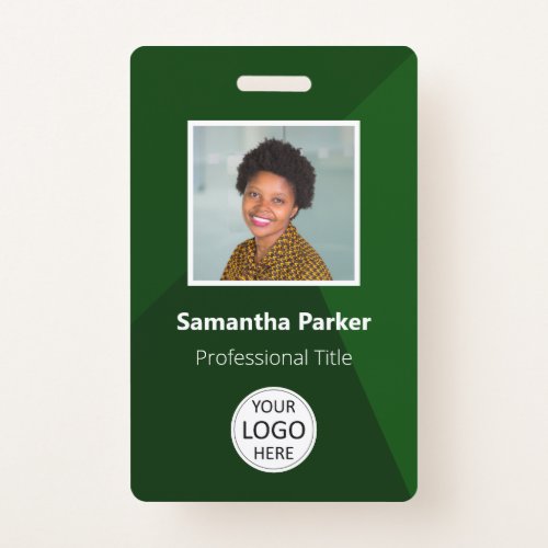 Green Custom Employee _ Photo ID Logo Bar Code Badge