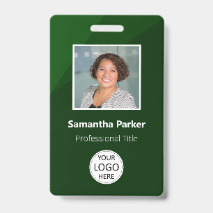 Green Custom Employee - Photo ID, Logo, Bar Code Badge