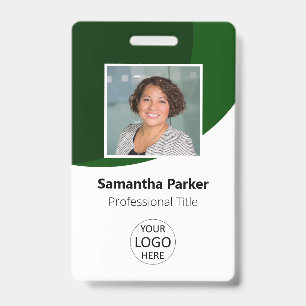 Green Custom Employee - Photo, Logo, Barcode, Name Badge