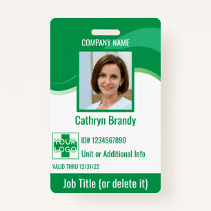 Green custom Employee Security Id, logo, Bar Code Badge